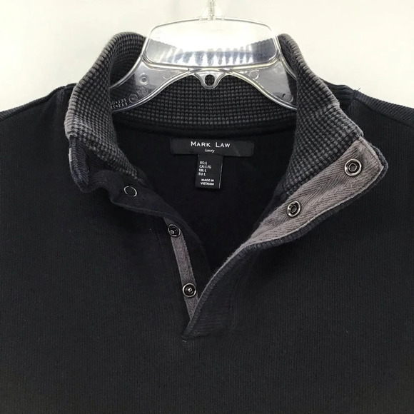 Mark Law Luxury Men’s 1/4 Snap-Up Sweater Navy/Gray Career Size Large - Picture 5 of 8